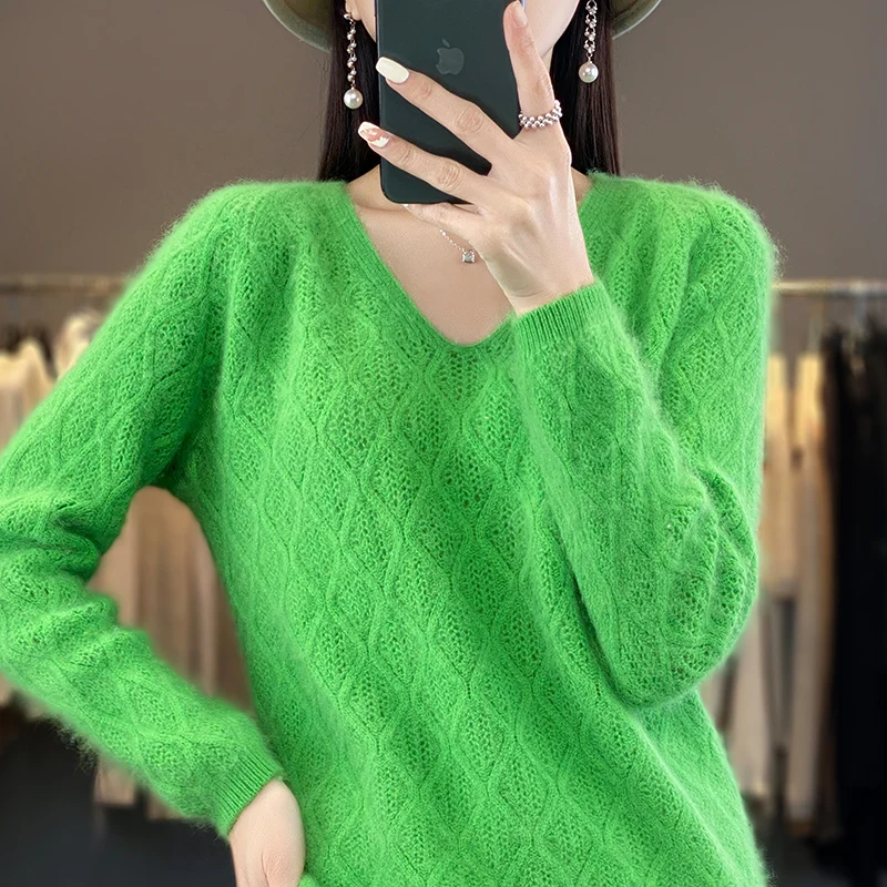 DjzDsm 100% норковый бархатный топ вязаный с длинным рукавом 2023 новый свитер