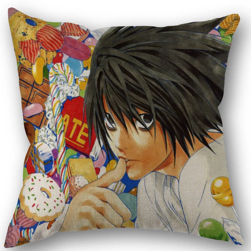 

Custom Square Pillowcase L Lawliet Anime Cotton Linen Pillow Cover Zippered 45x45cm One Sides DIY Gift Office,Home,Outdoor