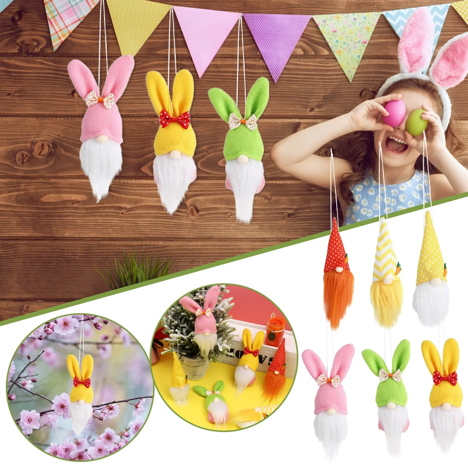 

Карликовая кукла, украшения без лица, кукла, кролик, пасхальное украшение, украшения, поделки