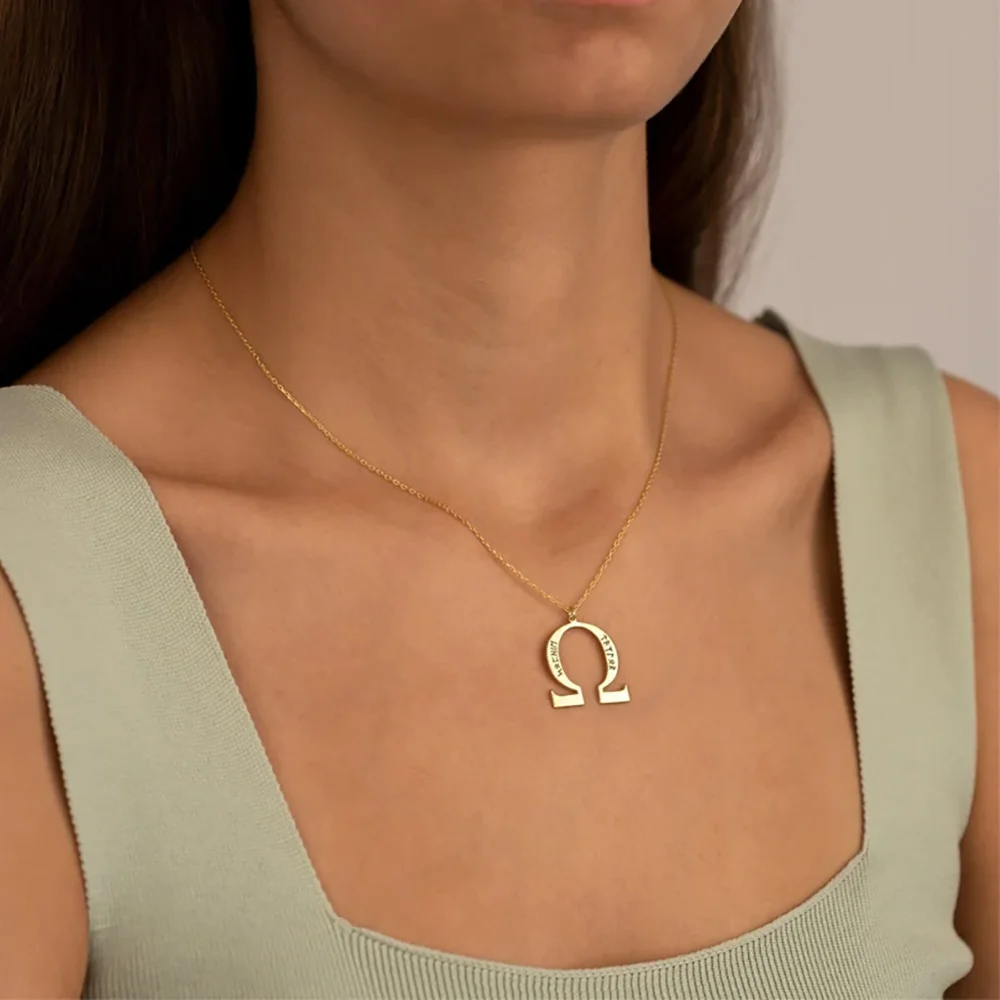 

Stainless Steel Necklaces Ω Symbol Currency Style Pendant Collar Chain Fashion Necklace For Women Jewelry Party Best Gifts