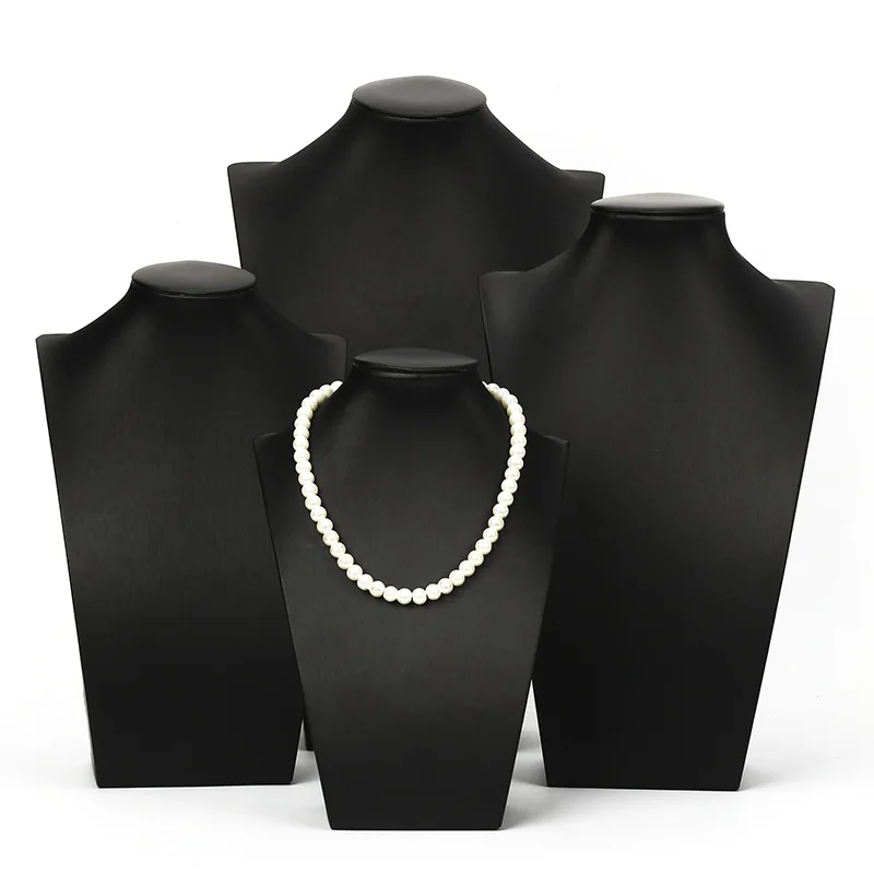 PU Lether Portrait Necklace Display Stand Holder Jewellry Mannequin Bust for Necklace Pendant Window Display 23cm~36cm Heigh