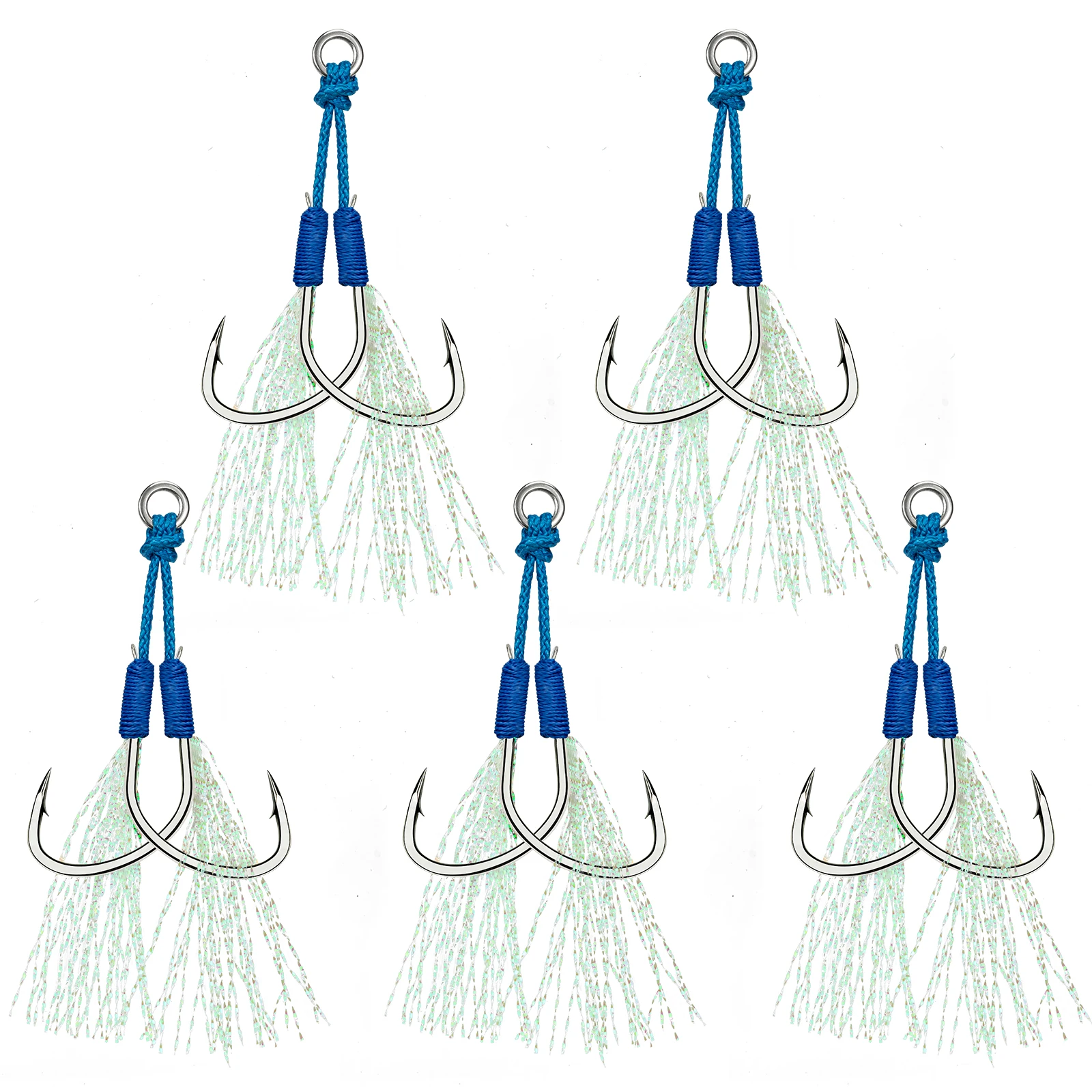 

THKFISH High Carbon Steel Circle Assist Hook Kit Double Pair Barbed Slow Jigging for Bass Various Fishing Scenarios Fish Tackl