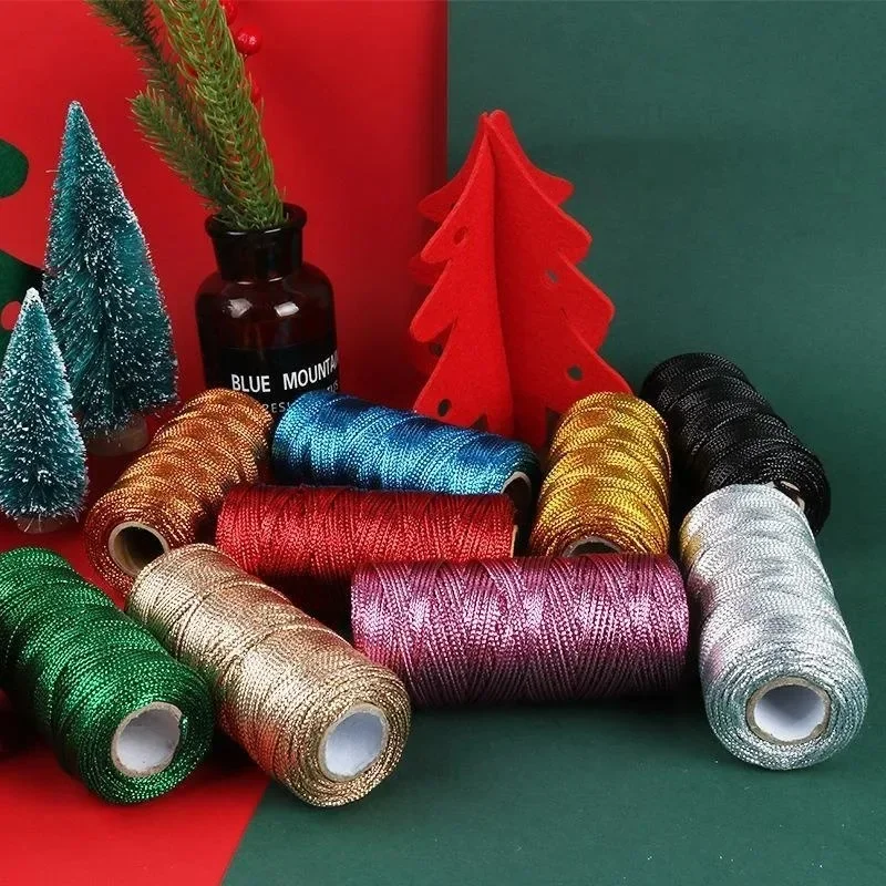 Шнур для макраме золотистый/серебристый 2 шт./100 м веревка шнурок лента банты