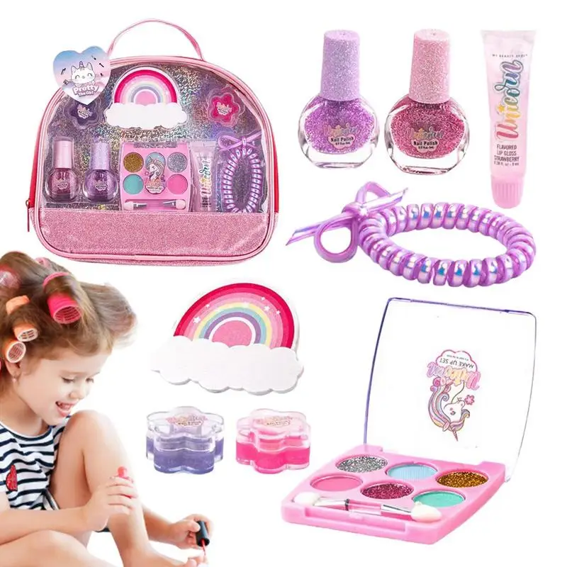 

Children Makeup Sets Cosmetic Simulation Pretend Play Toys Nail Polish Lip Gloss Bag Educational Gift Ingenious Birthday Toys