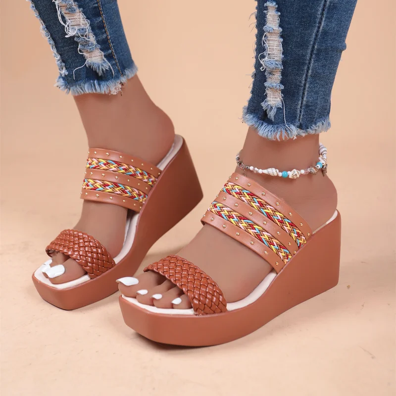 

Shoes for Women 2023 High Quality Slingbacks Women's Slippers Summer Casual Slippers Female Square Toe Shoe Ladies Platform