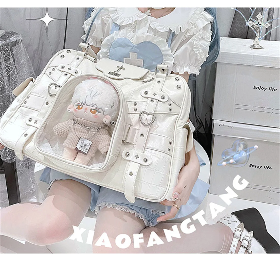 

Униформа JK для кукол Лолиты в стиле панк, сумка через плечо для куклы от боли, сумка-тоут из искусственной кожи с цветами, универсальная женская модная сумка