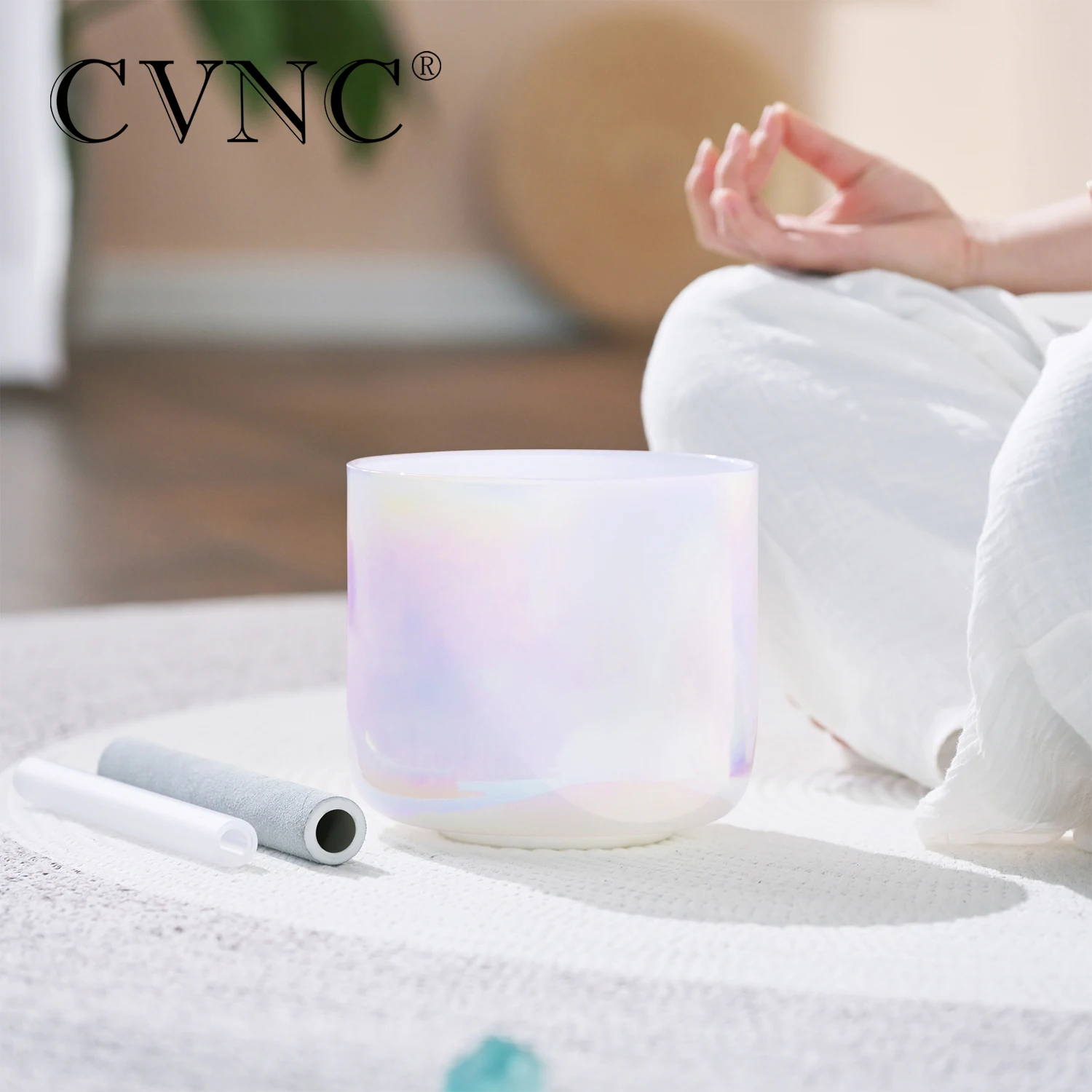 CVNC 7-дюймовый 440/432 Гц Dream Pearl Color Прозрачный космический свет Кварцевый кристалл