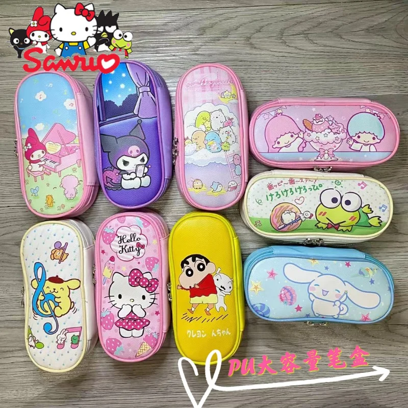 

Sanrio Melody Kuromi Hello Kitty Cinnamoroll погремушка ПУ водонепроницаемая ручка канцелярские принадлежности искусственная Косметика двойная ручка на молнии