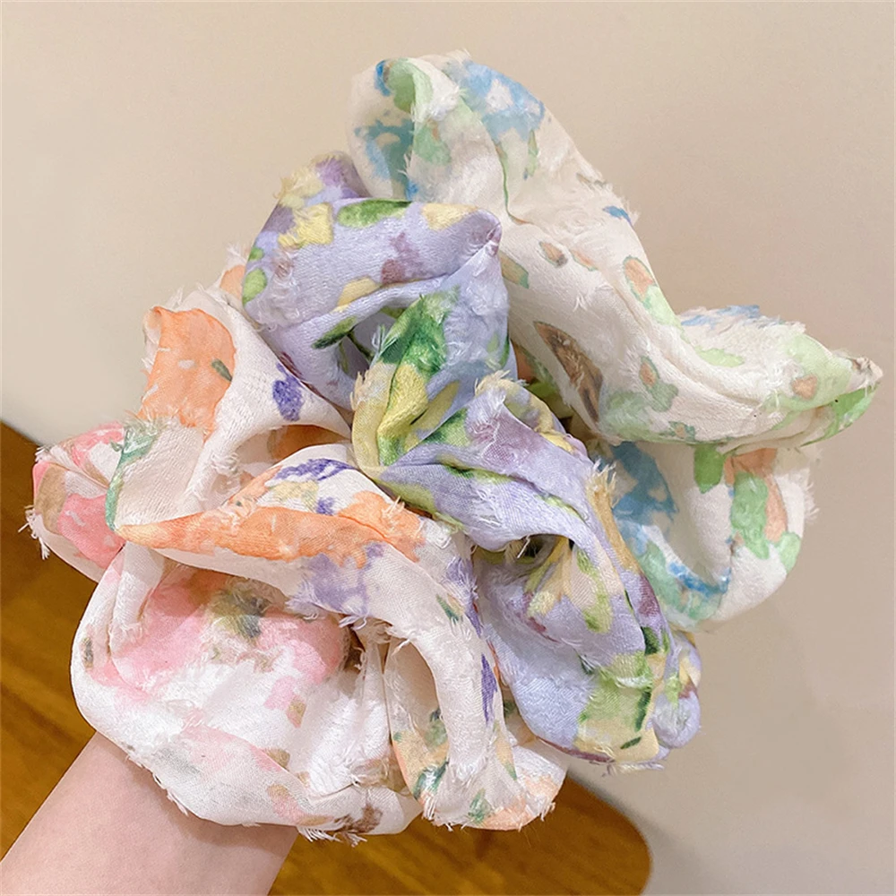 

Women French Style Shattered Flowers Hairband Scrunchies Romantic Hair Rope Headband Ties Hair Accessories For Girls Headwear