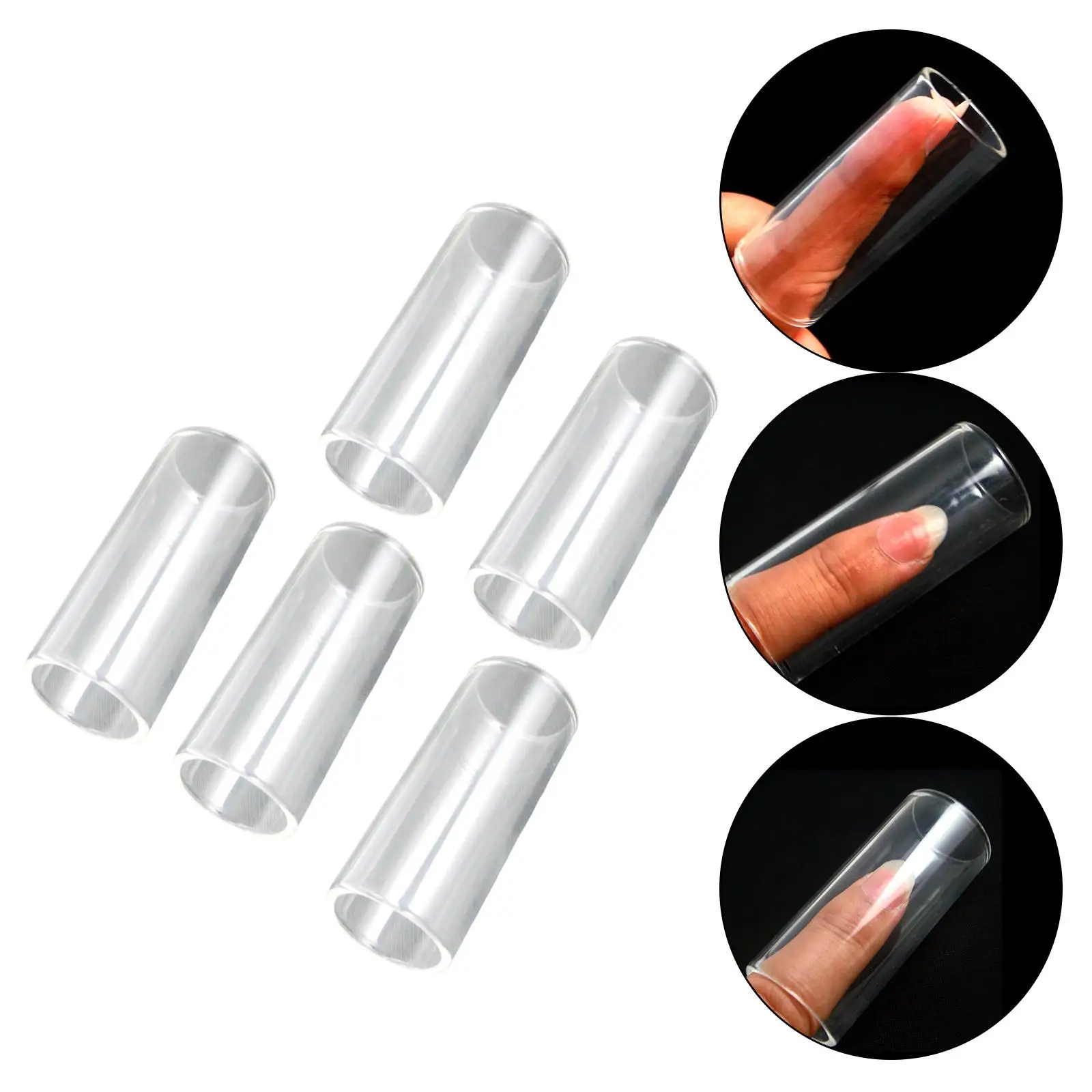 

5 Pieces Glass String Slide Bottles 61mm Clear for Slide Guitar Bass Guitar