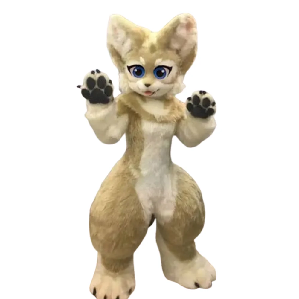 Fursuit Long Fur Husky Dog Fox Cosplay Mascot Costume Party Ad Dress #572 |