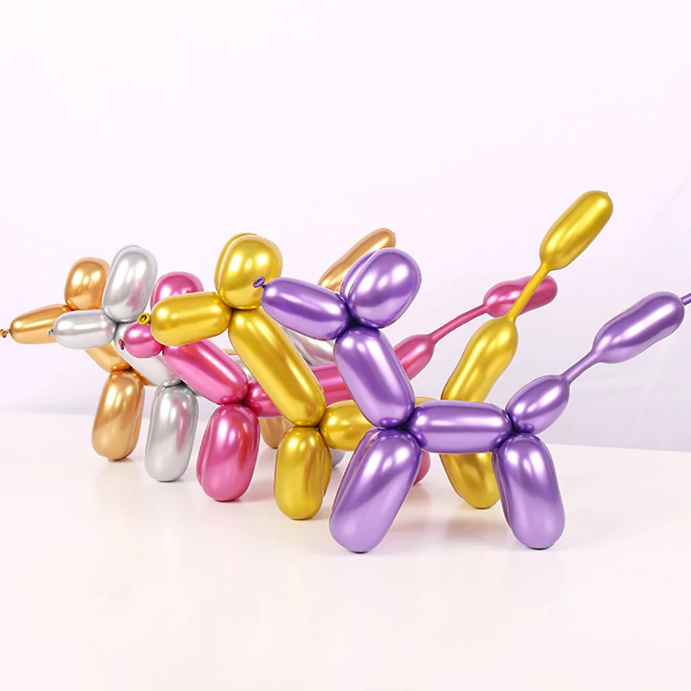 

12Pcs/Pack Metal Magic Balloons Thicken Colorful Creativity Long Balloon For Child Toy Wedding Birthday Party Home DIY Decor