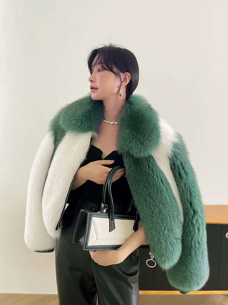 Women's fall winter Warm Natural Fox Fur Coat top quality Luxury Fashion natural fur jackets Wholesale  AN12