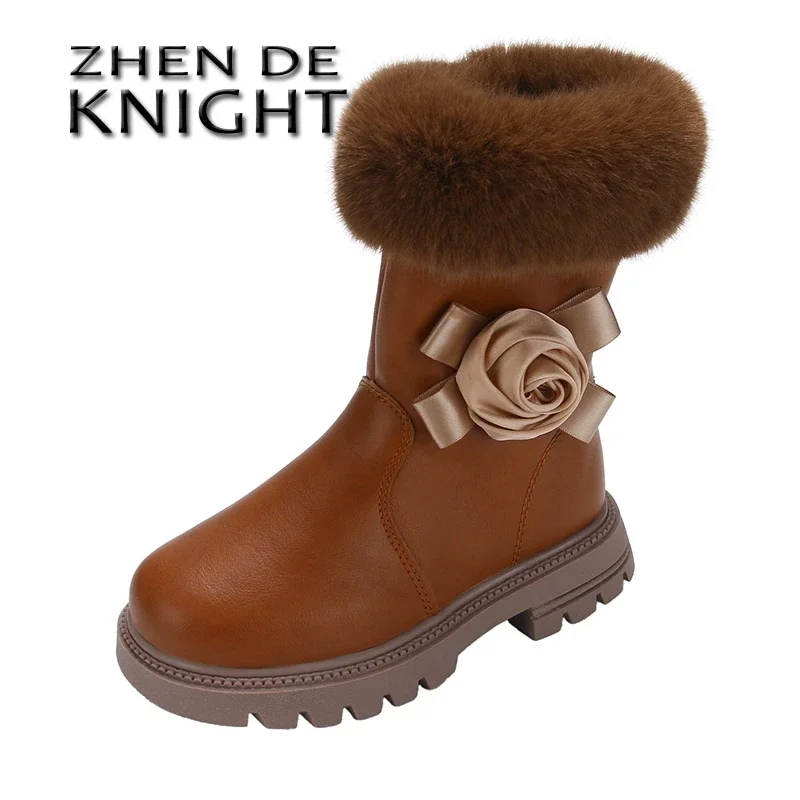 Детские длинные кожаные сапоги на молнии сзади новинка 2024 зимние модные детские