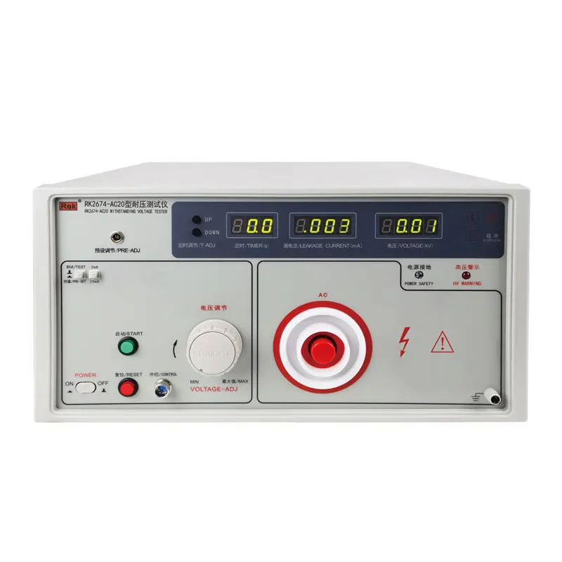 Rek RK2674-AC20 Тестер вызывающего напряжения Hi-POT Напряжение переменного тока 0–20 кВ