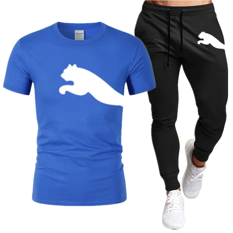 2023 Summer Clothing Brand Men's Tracksuit T-shirt Trousers Sports 2 Piece Sets Jogging Short Sleeve Sweatpants Sportswear Suit images - 6