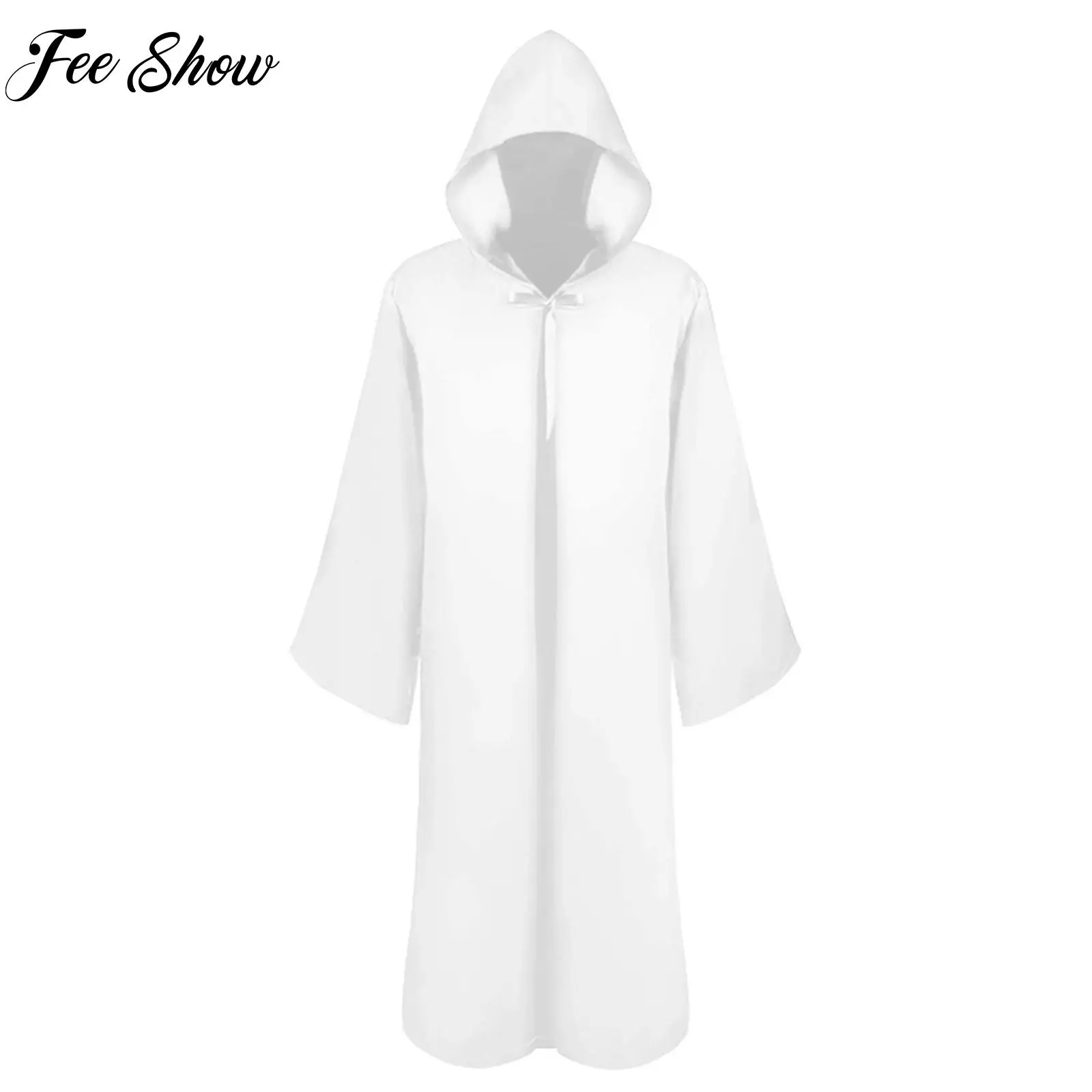 

Mens The War of Galaxies Cosplay Adult Robe Long Sleeve Tunic Hooded Cloak Tie String Cape Halloween Costumes