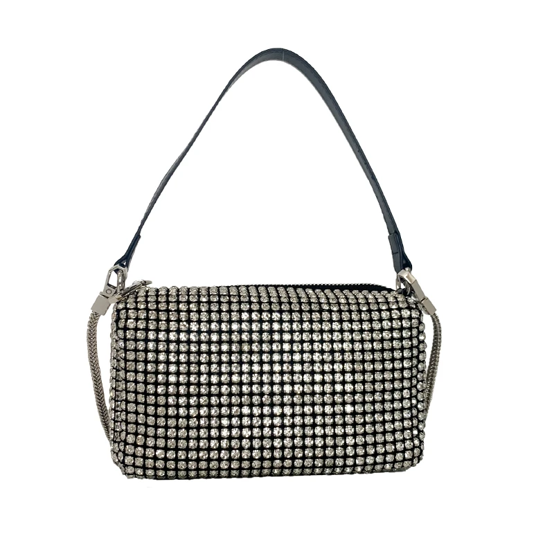 

2022 New trendy fashion influencer Water diamond underarm baguette bag Single shoulder bag