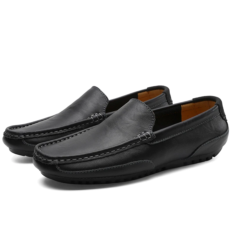 

Men's loafers pu Leather Men Casual Shoes Brand 2023 Italian Moccasins Breathable Slip on Black driving shoes men summer 47