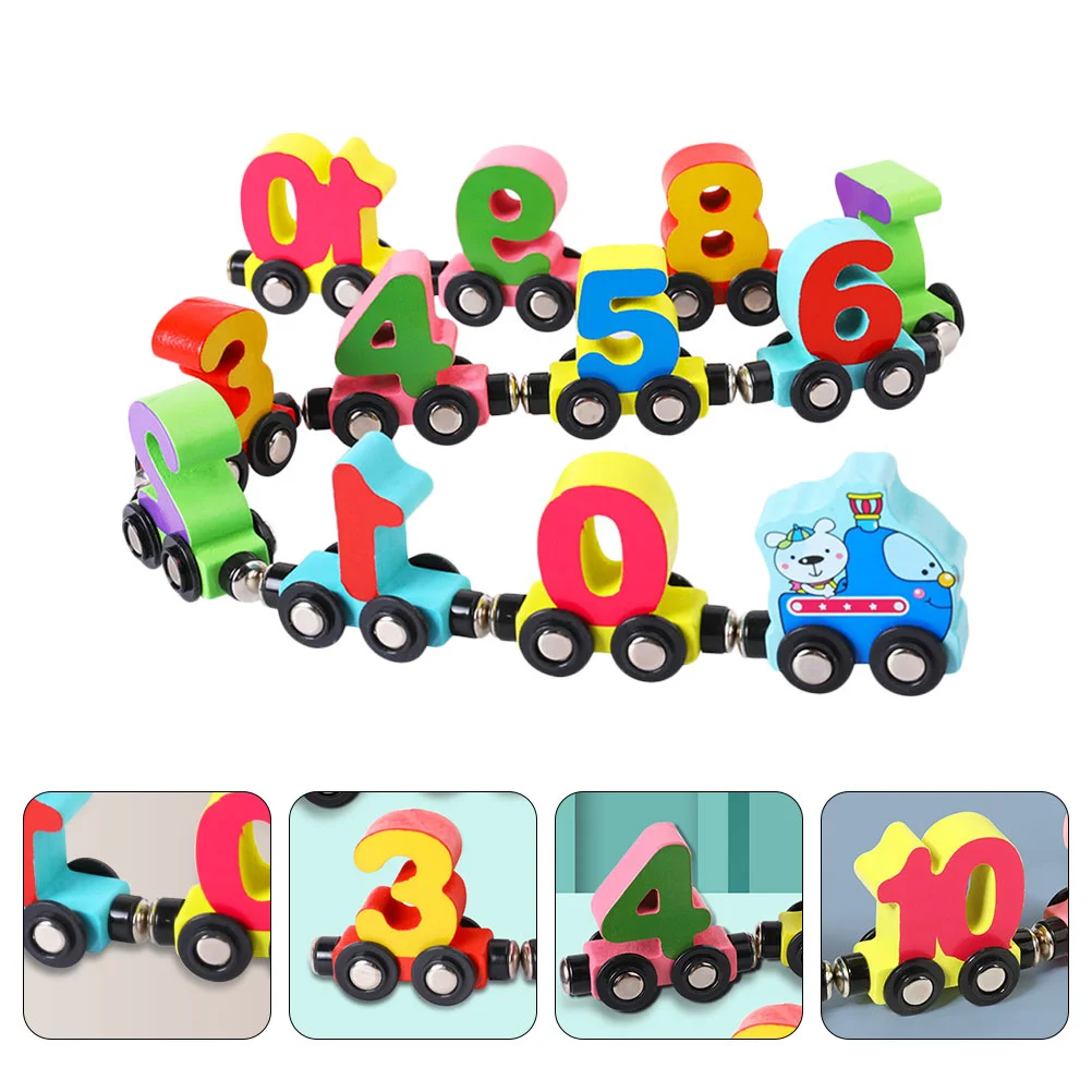 

Wooden Magnetic Train Educational Toys Cognition Playthings Number Kids Developmental Early Learning Toddler Colorful