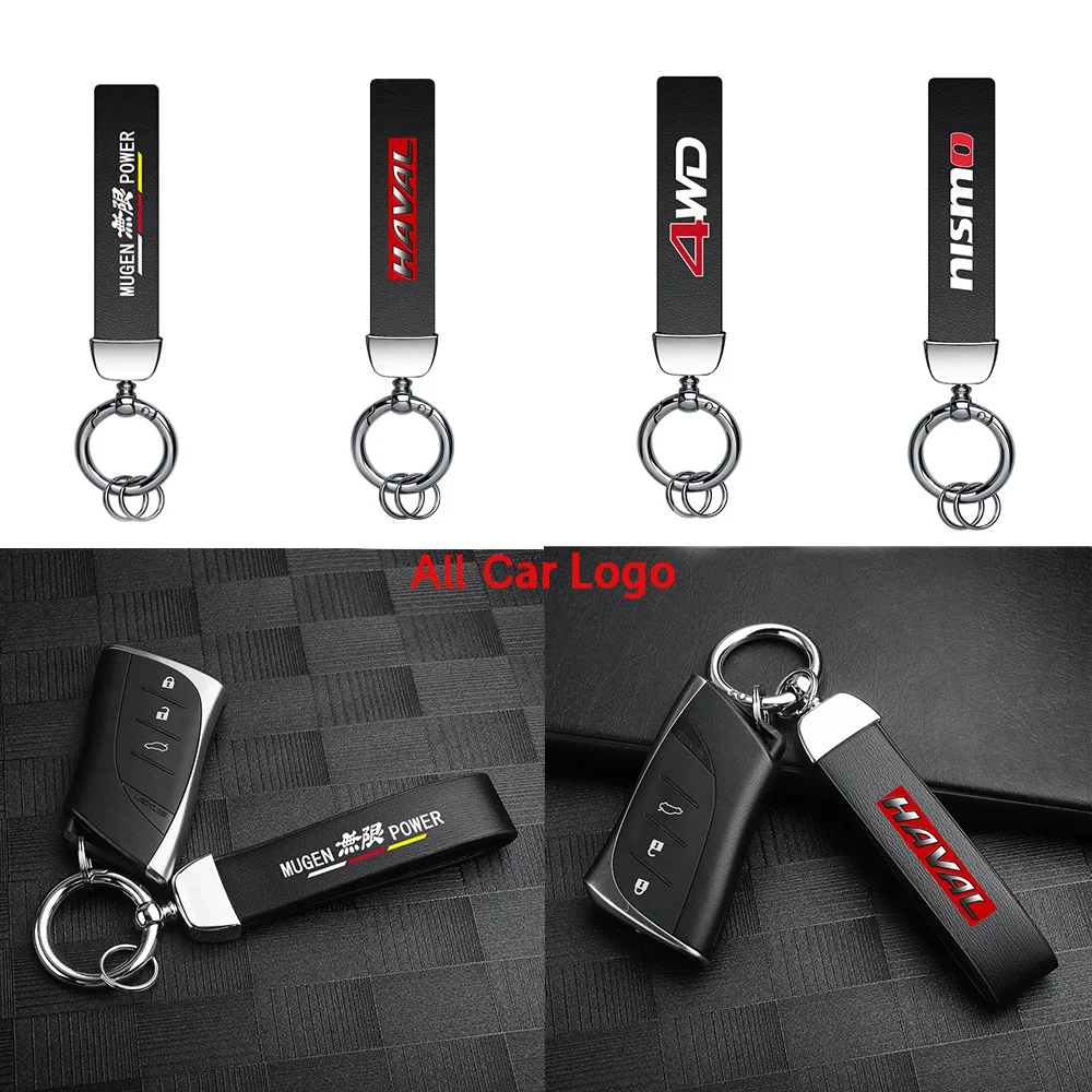 

Luxury Leather Car Badges Keychain Key Chain Rings Keyring Accessories For Dodge Journey Challenger Viper Ram Charger Caliber