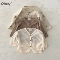 criscky summer baby knitted cardigan sweater clothes sweater coat floral long sleeve outwear thin cotton cardigan for girls