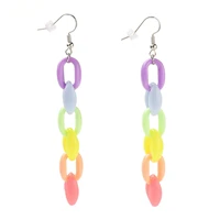 kissitty 5 pairs rainbow acrylic chain dangle earrings with brass earring hooks for women jewelry findings gift