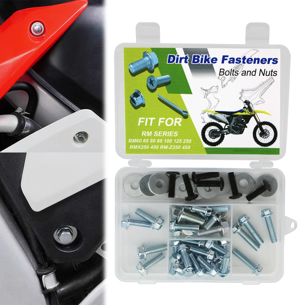 Для Suzuki RM60 RM65 RM80 RM85 RM100 RM125 RM250 RMX250 RMX450Z RM-Z250 RM-Z450 70 шт. комплект болтов с пластиковой