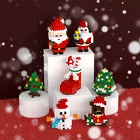 micro particle diamond building blocks christmas snowman tree house friends elk santa claus bricks toys for kids gifts
