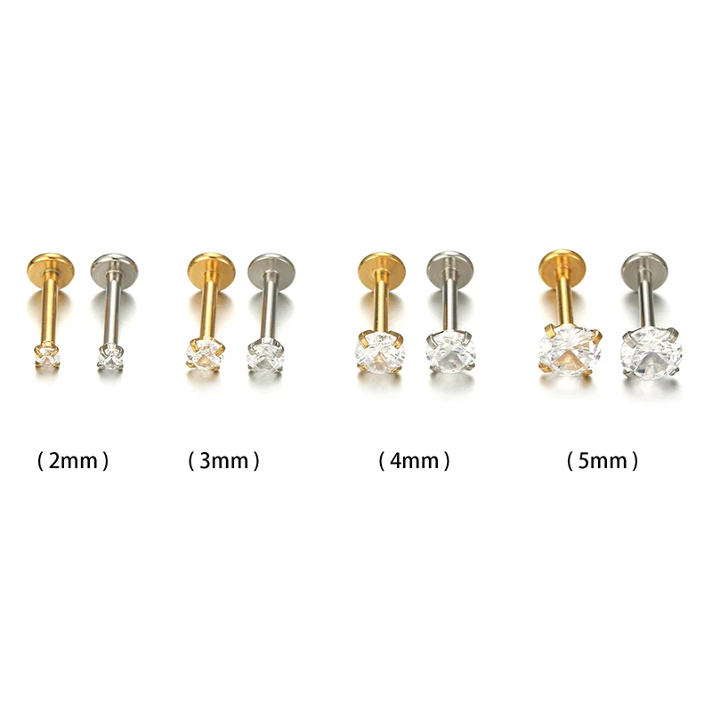 

1Pc 16G 2-5mm Gem Crystal Monroe Lip Stud Ring Tragus Helix Conch Cartilage Earring Piercing Steel Lip Labret Piercing