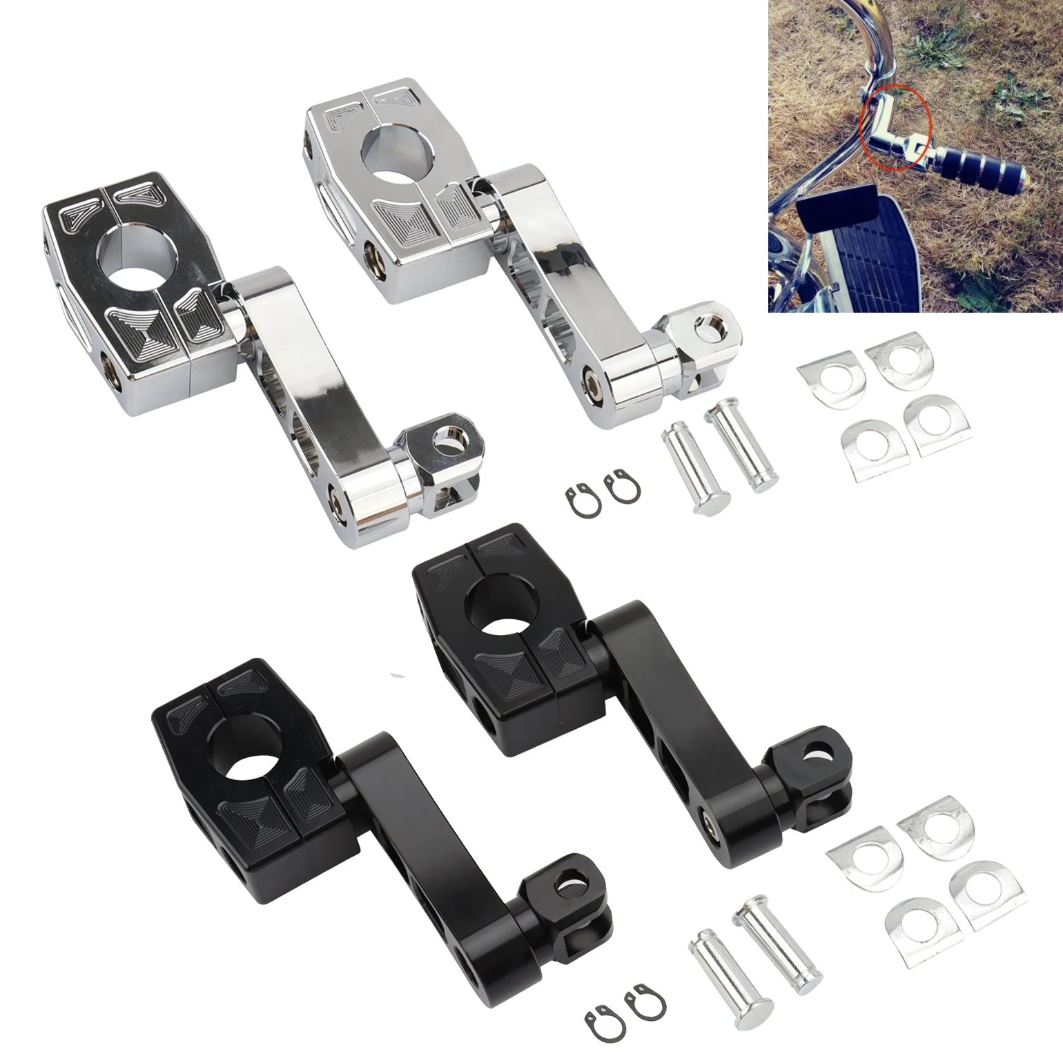 

Highway Pegs Engine Guard Mount Clamps Foot Pegs Extensions Bracket For Harley Touring Dyna Softail Sportster Cruiser 25/32/38mm
