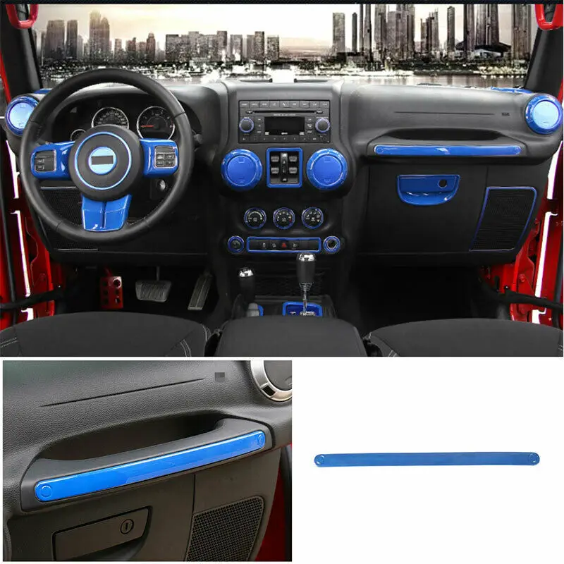 

Blue Front Co-Pilot Handle Cover Trim Strip Fit For Jeep Wrangler JK 2011-2017