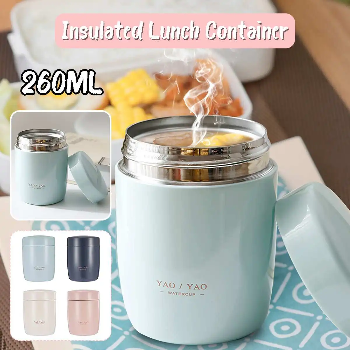 

Portable Food Thermos for Kids Stainless Steel Lunch Box of 4 Color 260ML Mini Soup Containers Vacuum Flasks Thermocup