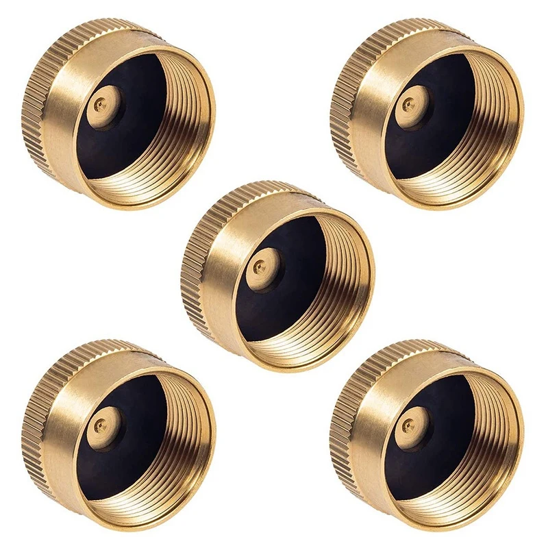 Top!-5 Pieces Solid Brass Refill Cap 1 LB Propane Bottle Cap