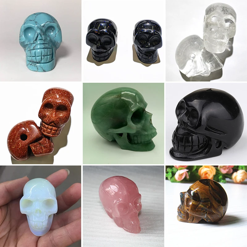 Natural Crystal Skull Gem Ghost Head Seiko Carved 30MM Punched Gemstone Specimens Minerals Quartz Skeleton DIY Stone Ornaments | Украшения