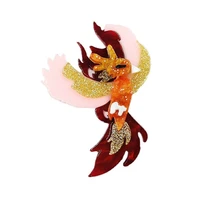 wulibaby acrylic flying phoenix bird brooches for women unisex fairy bird animal party office brooch pin gifts