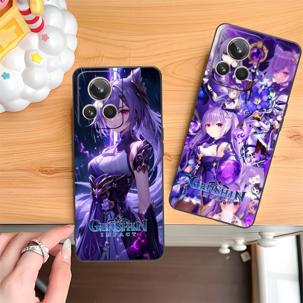 Genshin Impact Keqing мобильный телефон для Realme GT 2 9i 8i 7i Pro X50 X2 C35 C21 C20 C11 C3 черный мягкий