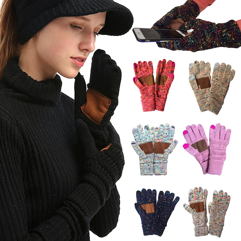

2023 Warm Thick Men Gloves Cashmere Wool Knitted Gloves Autumn Winter Fashion Solid Mittens Women's Winter Riding Sking Mittens