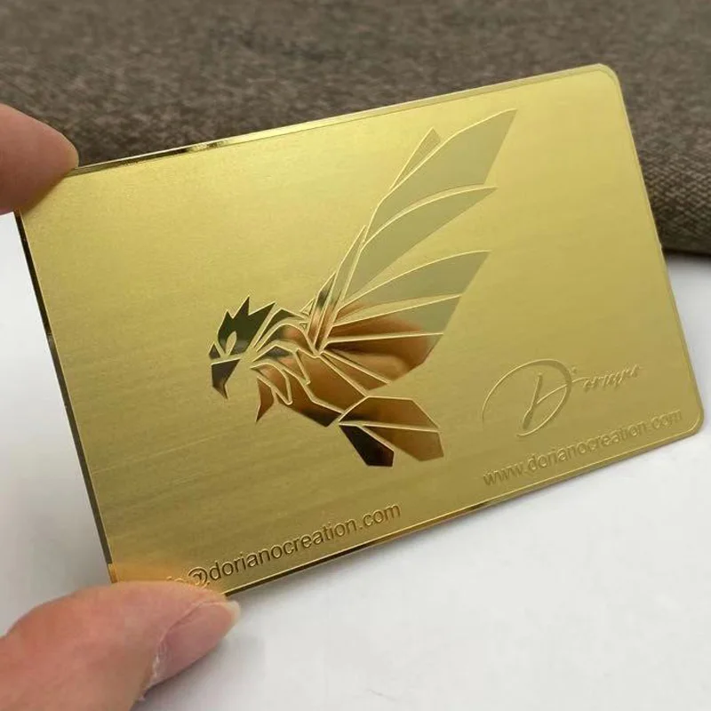 

High End Gold Mirror Metal Cards For Customized Business Stainless Steel Plate