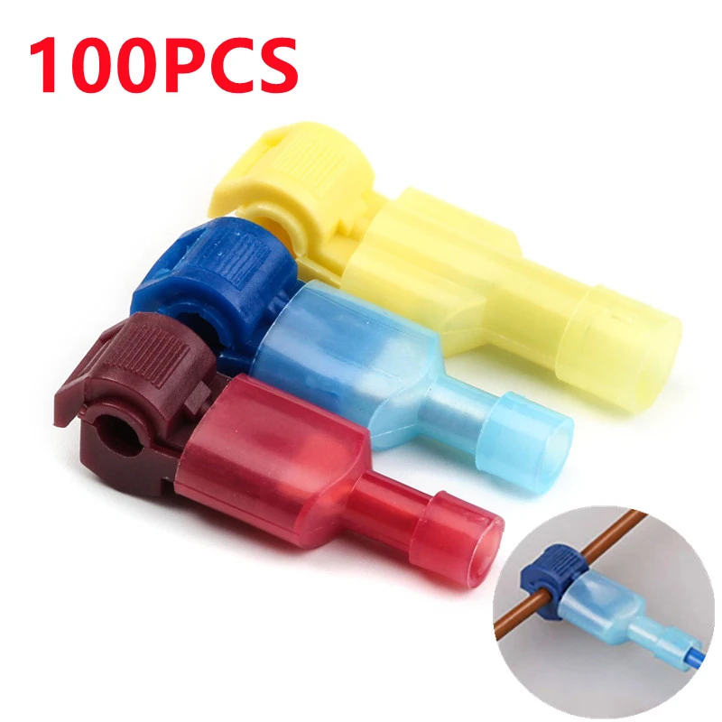 

100/60pcs T Tap Type Electrical Connector Crimp Terminals Fast Wire Terminal Connectors Splice Insulated Male Female Terminals