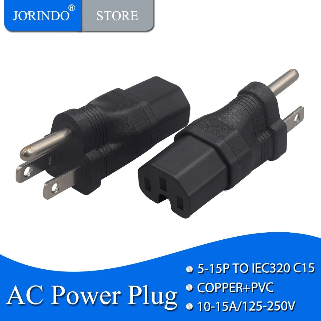 Jorinamerica 3pin штекер к IEC320 C15 разъем конвертера, NEMA 5-15P к IEC 320 C15 штекер преобразования питания