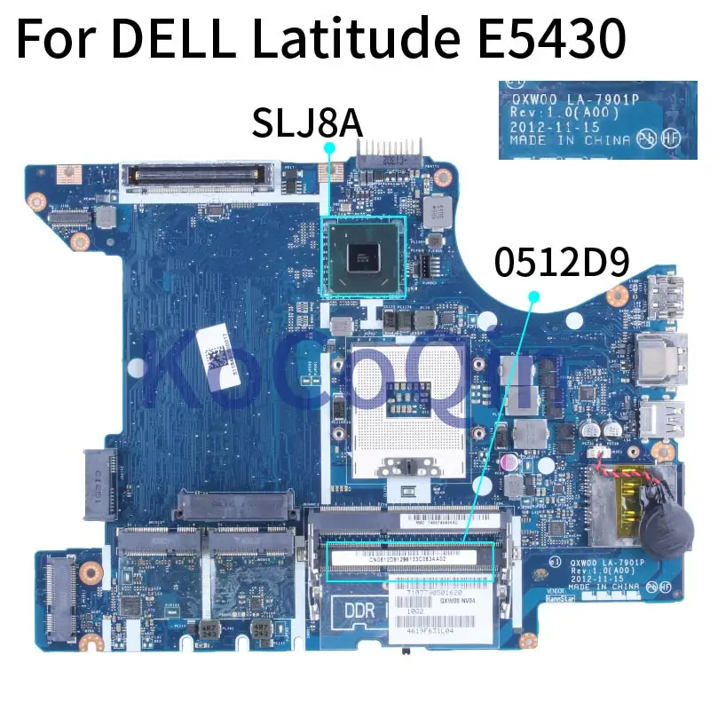 para Dell Latitude E5430 Computador Portátil Mainboard 0512d9 La7901p Slj8a Ddr3 Placa-mãe