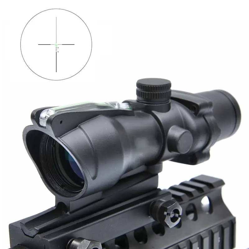 

ACOG 4X32 Red Dot Sight Tactical Optical Rifle Scope Real Fiber Optics Green Illuminated Crosshair Hunting Scopes
