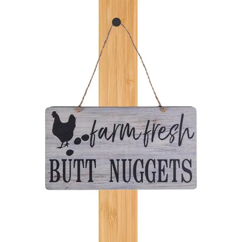 

Farm Fresh Butt Nuggets Sign Wooden Farmhouse Chick Sign Funny Hen House Coop Accessories Rustic Kitchen Wall Art Board Country
