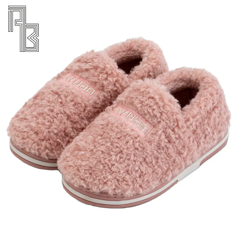 

Корейские женские теплые тапочки на толстой подошве, зимние домашние плюшевые закрытые хлопковые туфли, Нескользящие удобные модные ботинки для пар