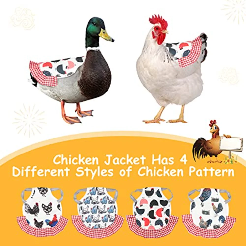 

Chicken Saddle 4Pcs Hen Saddle Apron Chicken Vest Harnesses Hen Apron Wing Feather Protector with Elastic Straps Pet Poultry