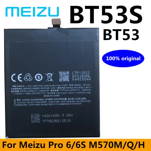 Новый оригинальный BT53 BT53S Высококачественный аккумулятор для Meizu Pro 6 M570M M570Q M570H , Pro 6S Pro6S M570Q-S мобильный телефон
