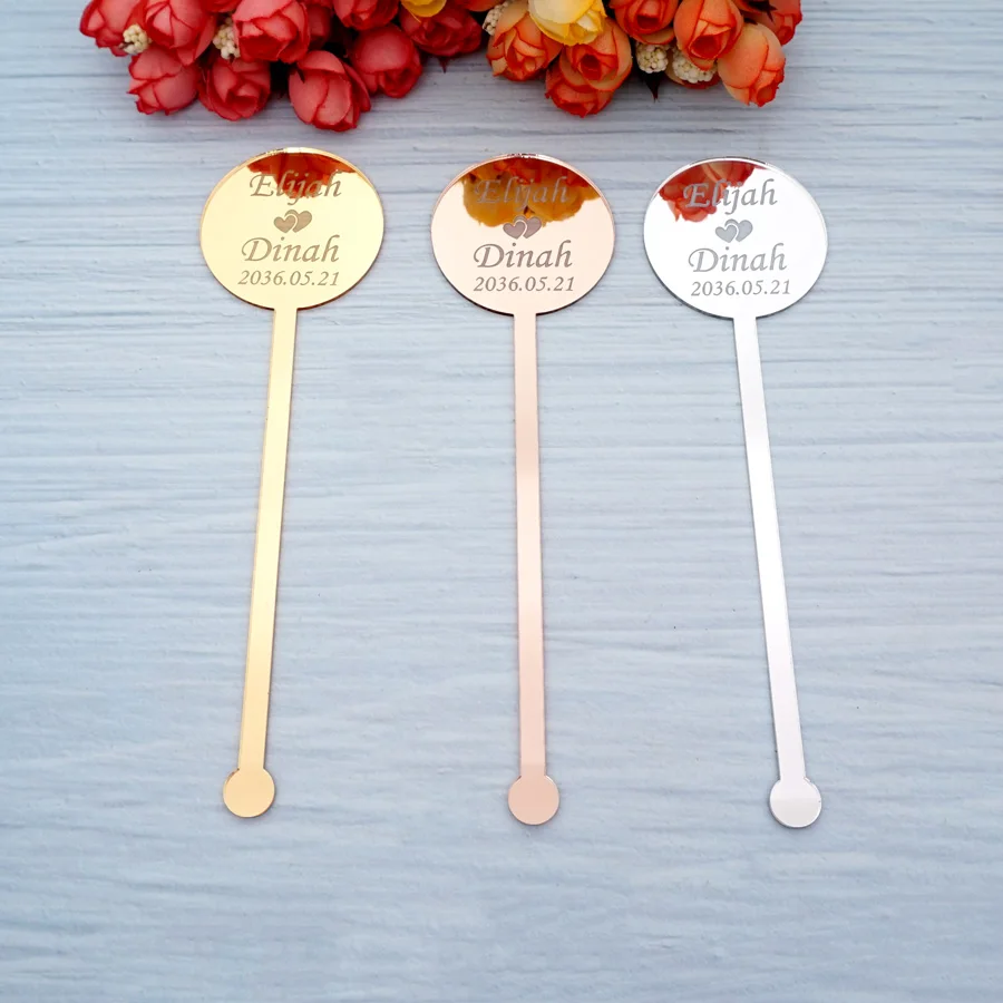 

10 Pieces 18cm Personalized Custom Groom And Bride Name Swizzle Sticks Wedding Party Supplies Drink Stirrers Guest Souvenir Gift