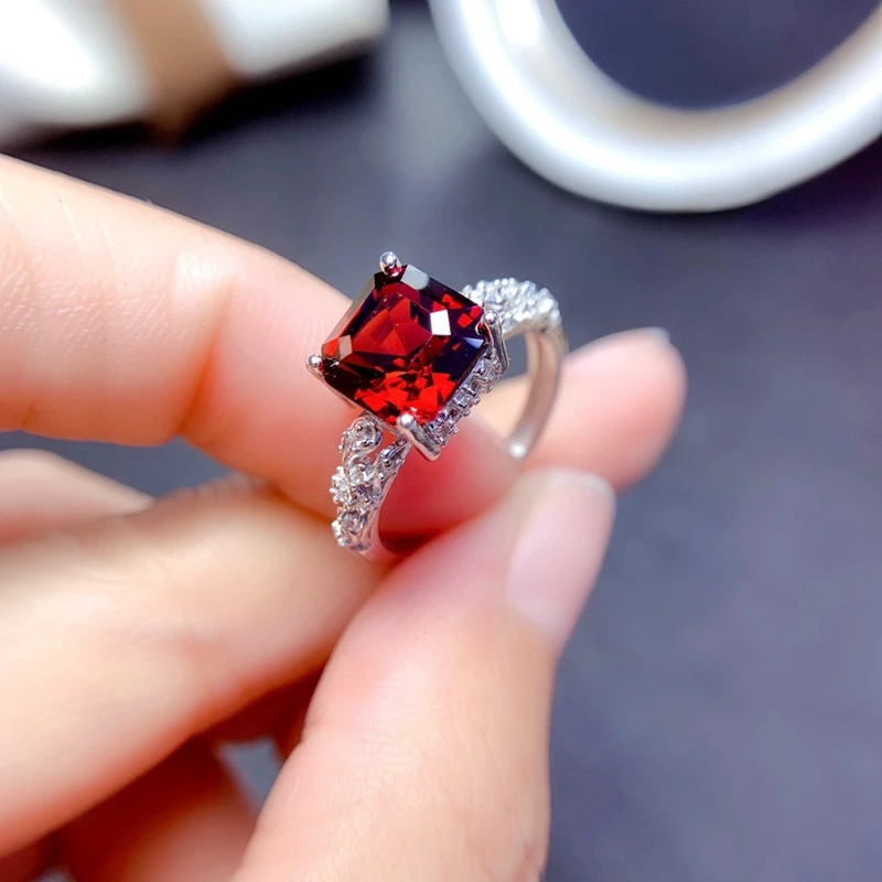 

Inlay Shine Rings Square Red Blue Cubic Zirconia Fine Silver Women Wedding Engagement Birthday Jewelry