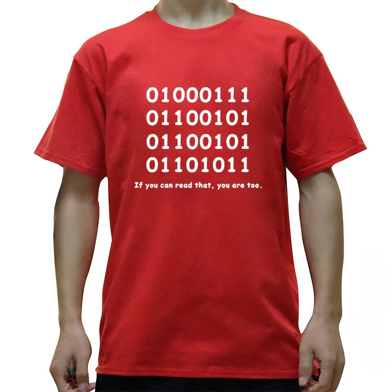 Программатор Geek Необычная футболка ASCLL с принтом Повседневная Уличная одежда на